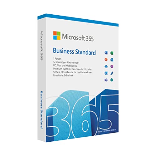 Microsoft 365 Business Standard | 1 Utente, 5 Pcs/Mac, 5 Tablet E 5 Dispositivi Mobili | 1 Anno Di Abbonamento | Box