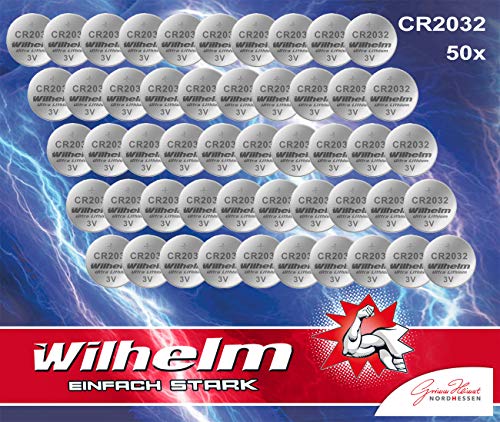 Wilhelm - 50 Pile A Bottone Al Litio 3 V Cr2032 Cr 2032 Dl2032