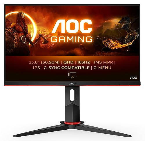 Aoc Gaming Q24G2A - Monitor Qhd Da 24 Pollici, 165 Hz, Mprt Da 1Ms, Freesync Premium, Compatibile G-Sync, (2560X1440, Hdmi, Displayport) Nero/Rosso