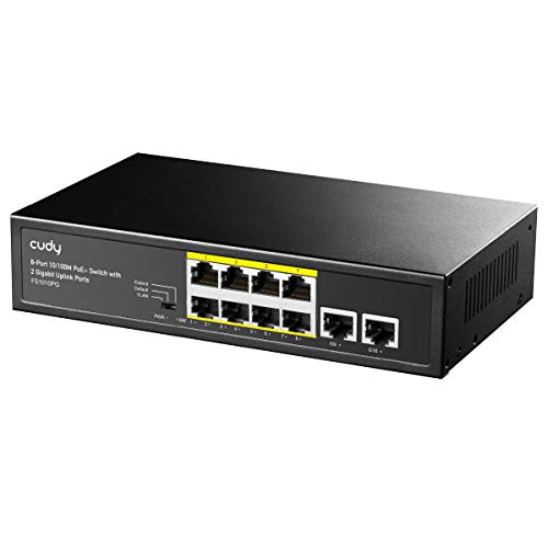 Cudy Fs1010Pg Switch Poe+ A 8 Porte Con 2 Porte Uplink Da 2 Gigabit 120 W, 8 * 10/100 Mbps Poe + @ 120 W, Modalità Extend/Vlan, 802.3Af/At Standard, F