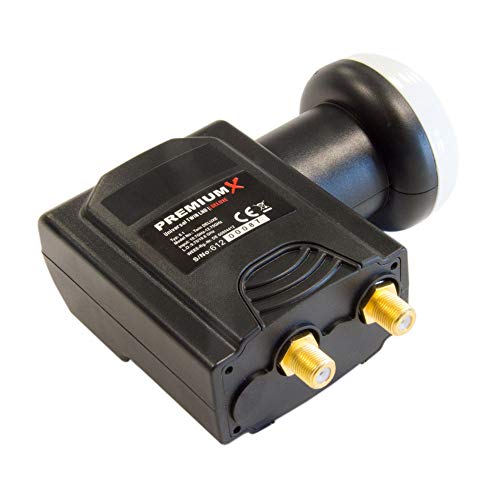 Premiumx Deluxe Twin Lnb - Convertitore Di Segnale Per 2 Utenti Con Ricezione Satellitare Digitale In Hd, Uhd E 4K. Supporto Dvb-S2 E Oscillatore Di R