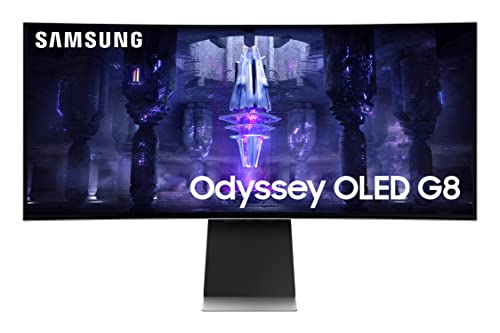 Samsung Monitor Gaming Odyssey Oled G8 (S34Bg850), Curvo (1800R), 34'', 3440X1440 (Wqhd), 21:9, Hdr10+, Oled, 175Hz, 0,03Ms (Gtg), Freesync Premium, M