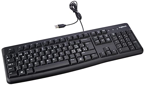 Logitech K120 Tastiera Cablata Business ‎Per Windows/Linux, Layout Svizzero ‎Qwertz, Nero