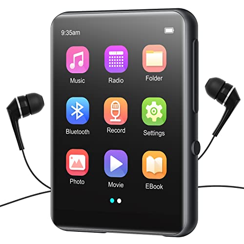32Gb Lettore Mp3 Bluetooth 5.0, Lettore Audio Portatile Hifi Lossless Con Altoparlante, Radio Fm, Line-In Registrazione Vocale, E-Book, Full Touch Sch