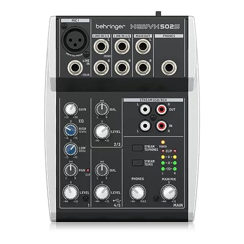 Behringer Xenyx 502S Mixer Analogico Premium A 5 Ingressi Con Interfaccia Di Streaming Usb