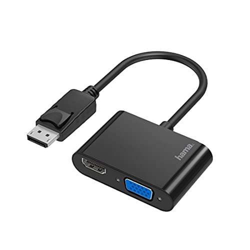 Hama Adattatore Displayport A Vga E Hdmi, 4K Ultra Hd, Full Hd (Adattatore 2 In 1 Con Connettore Per Display, Presa Hdmi E Presa Vga Per Il Collegamen