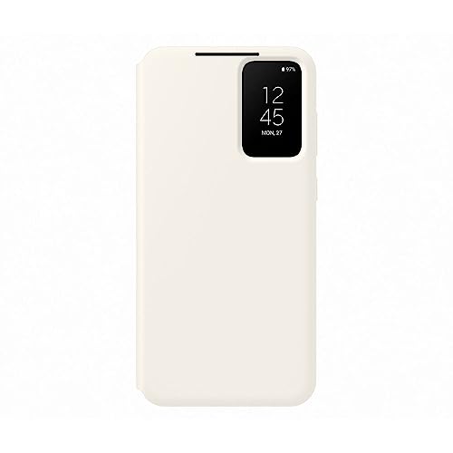 Samsung Smart View Wallet Cover Custodia A Portafoglio Con Finestra Di Visione Notifiche Per Galaxy S23+, Crema