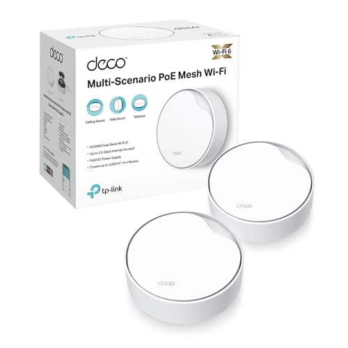 Tp-Link Deco X50-Poe Router Mesh Wifi 6, Ax3000Mbps Dual Band, Poe(Alimentazione Tramite Ethernet), Porta Ethernet Da 2,5 Gbps, Ripetitore Wifi, Acces