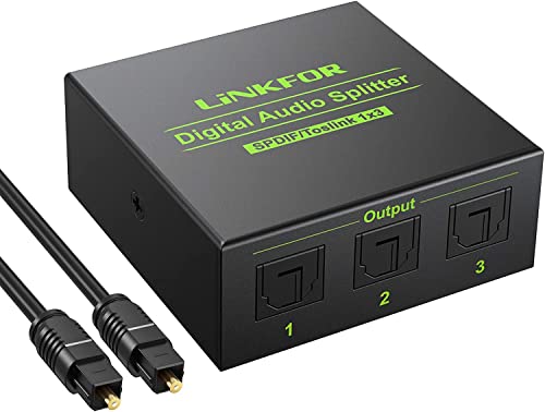Linkfor 3 Porte Spdif Splitter Audio Digitale Ottico 5.1Ch 1X3 Splitter Toslink Supporta Dolby-Ac3 Dts Lpcm 2.0 Con 1M Cavo Ottico Per Ps3 Dac Convert