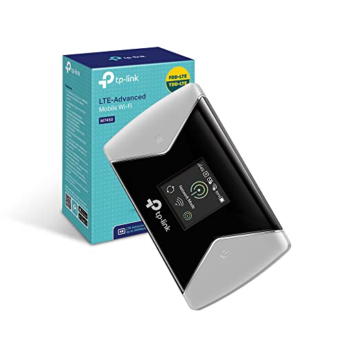 Tp-Link M7450 Mobile Router Hotspot Portatile, 4G+ Lte Cat6 300Mbps, Dual Band Wi-Fi, Sim Card, Sd Card Fino A 32G, Display A Colori, Durata Fino A 15