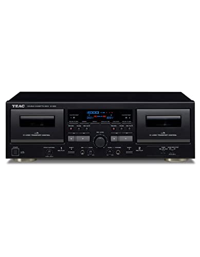 Teac W-1200(B) Dual Cassette Deck (Lettore Di Cassette, Registrazione/Riproduzione, Ingresso Microfono Per Karaoke E Annunci, Uscita Usb Per La Regist