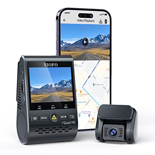 Viofo Dash Cam 2K 1440P, A129 Plus Telecamera Per Auto Doppia Con Gps Wifi, 3 Mode Parcheggio 48H+ Registrazione Continua E Di Emergenza, Sony Exmor S