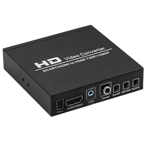 Mcbazel Convertitore Da Scart+Hdmi A Hdmi Con 3,5Mm Segnale In Formato 480I(Ntsc)/576I(Pal) In Uscita Segnale 720P/1080P Hdmi,Collegabile Con Dvd,Set-