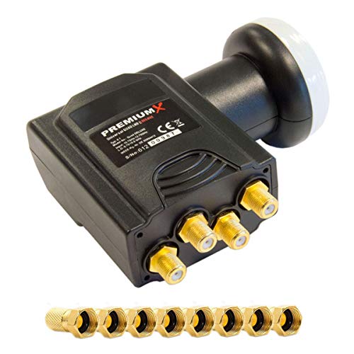Premium X Deluxe Quad Lnb Pll Sat Per 4 Partecipanti, Convertitore Di Segnale Digitale Dvb-S2 Tv Hd Uhd 4K, Con 8 Connettori F