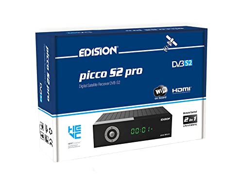 Decoder Dvb-S2 Hd Edision Picco S2 Pro Ricevitore Digitale Satellitare Dvb-S2 H.265 Hevc, Wi-Fi A Bordo, Multistream, Hdmi, Scart, Spdif, Usb, Ir, Let