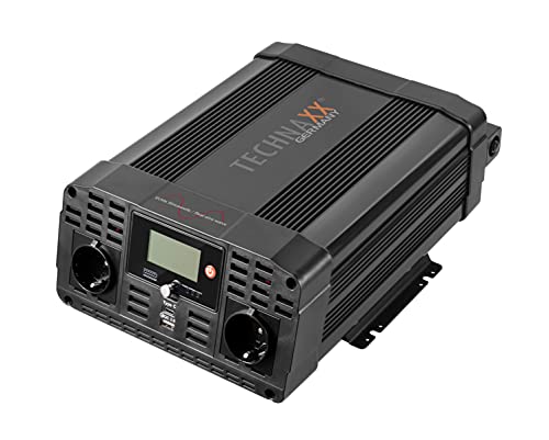 Technaxx Inverter Per Auto Con Display Lcd Da 12 V A 230 V Pure Sine - Inverter Per Auto Certificato Tüv Rheinland Con 2 Spine Schuko E 2 Porte Usb -