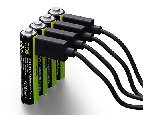 Verico Loopenergy Wiederaufladbare Usb-C Batterie Aaa 1,5V 900Mwh (600Mah) Li-Ion, Schnellladung Via Usb-C Anschluss In Ca. 2 Stunden (4X Aaa)