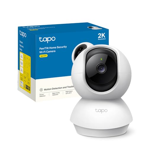 Tp-Link Telecamera Wi-Fi Interno 2K(3Mp), Videocamera Sorveglianza, Visione Notturna, Notifiche In Tempo Reale, Storage Su Cloud, Microsd Fino A 256Gb