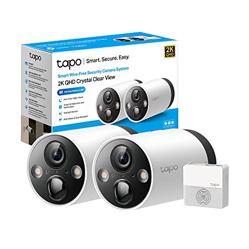 Tp-Link Tapo C420S2 Telecamera Wi-Fi Esterno Qhd 2K, Batteria Senza Fili, Allarme Con Rilevamento Del Movimento, Ai Detection, Ip65, 2 Vie Audio, Visi
