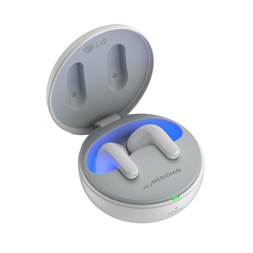 Lg Electronics Auricolari Tone Free Dt80Q Con Tecnologia Audio Meridian, Bluetooth 5.2 E Funzione Di Ricarica Rapida, Bianco