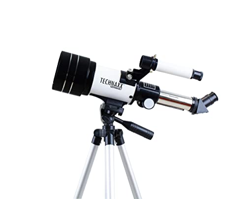Telescopio Technaxx Per L’Osservazione Del Paesaggio E Del Cielo – Treppiede Regolabile In Altezza, 3 Lenti, Lente Di Barlow, Filtri Solari E Per La L