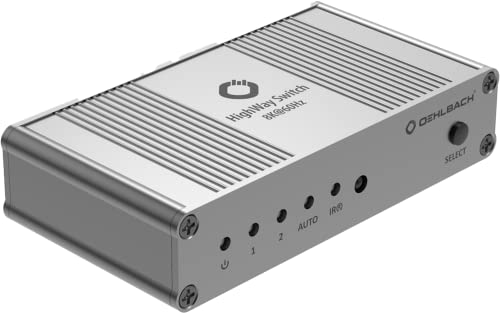 Oehlbach Highway Switch 8K - Hdmi 2.1 Umschalter - Adattatore Hdmi 2 In 1 Out Mit Fernbedienung (4K 120Hz, 8K 60Hz, 48Gbits, Vrr, Dolby Vision, Atmos,