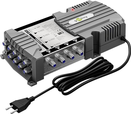 Goobay 64879 - Interruttore Multiswitch Satellitare Compatto, 9 Ingressi, 4 Uscite, 4 K, 8 K, Uhd/Dab+, Per 4 Partecipanti