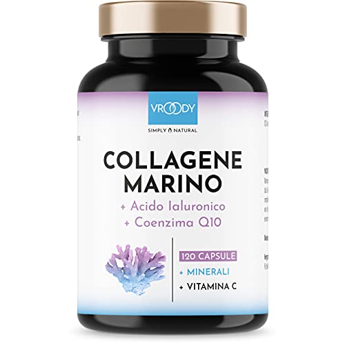 Collagene Marino Con Acido Ialuronico, 1000Mg Collagene Idrolizzato 120 Capsule+Q10+Biotina+C+Zinco