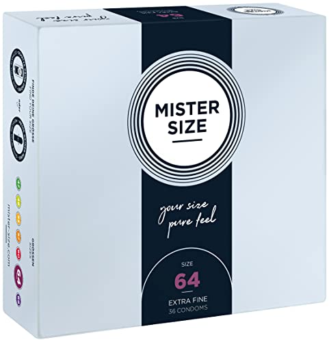 Mister Size – Pure Feel Profilattici Lubrificanti (Extra Sottili, Extra Lubrificati) / Taglia Individuale 64 Mm A Un Pacco Da 36 - Preservativi Sottil