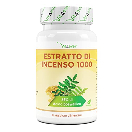 Boswellia Serrata - 180 Capsule - Premium: 85% Boswellia Acid - Altamente Dosato Con 1000 Mg Per Dose Giornaliera - Vera, Indiana - Vegan