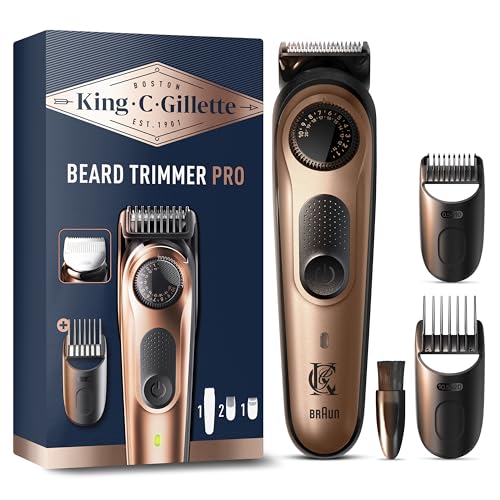 King C. Gillette Rasoio Elettrico Barba Pro, Selettore Di Precisione, Cura Barba Uomo, 40 Impostazioni Di Lunghezza, Lame Rasoio Affilate, Pettini Reg