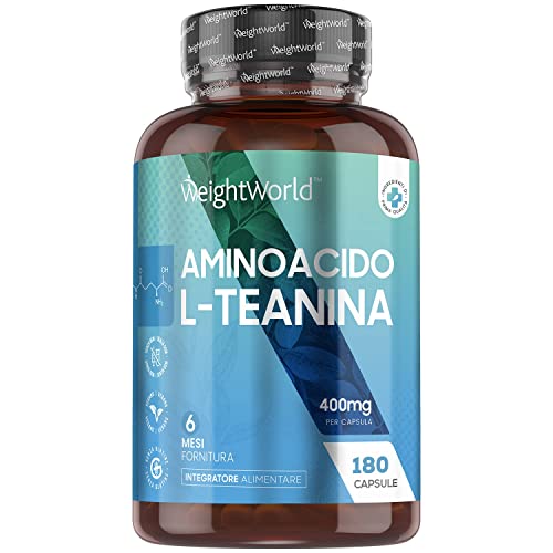 L-Teanina Con Melissa 500Mg Senza Magnesio Stearato, 180 Capsule L-Teanina Vegan (6 Mesi), Aminoacido Del Tè Verde, L-Theanine Pura Estratta Dalla Cam