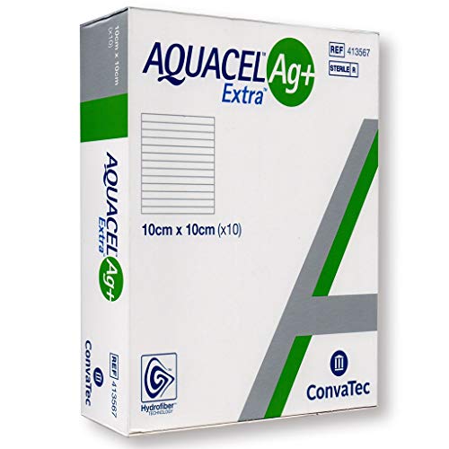Aquacel Ag+ Extra, Garze Di Medicazione Quadrate Per Ferite, 10 X 10 Cm
