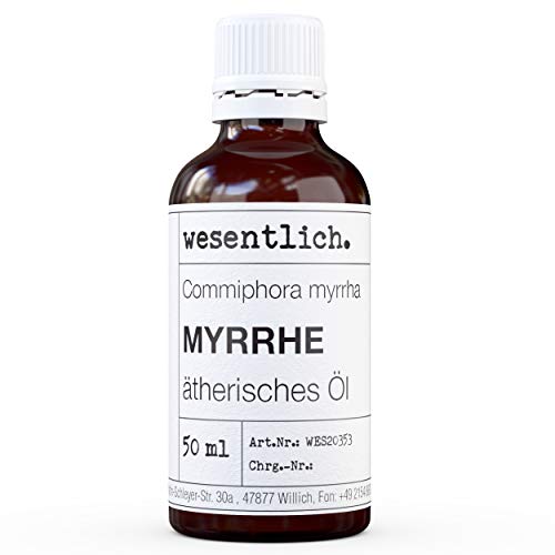Wesentlich. Olio Essenziale Myrrhe – Olio Essenziale – 100% Naturale (Bottiglia Di Vetro) – Tra L'Altro Per Lampada Profumata E Diffusore (50 Ml)