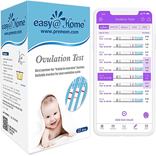 Easy@Home 25 Test Ovulazione 25Miu/Ml, Altamente Preciso, Monitoraggio Attendibile Del Ciclo E Del Periodo Fertile, Alimentata Da Gratuita Italiana Ap