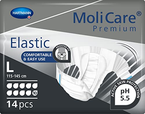 Molicare Premium Elastic: Pannoloni Mutandina Per Incontinenza Severa, Per Donne E Uomini; 10 Gocce, Taglia L (Circonferenza Vita 115-145 Cm), 14 Pezz