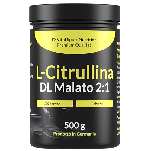 L-Citrullina In Polvere, 500 G L-Citrullina Dl-Malato 2:1 - Solubilità Ottimale, Fermentazione Vegetale, Testata In Laboratorio E Priva Di Additivi, P