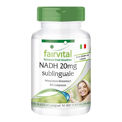Fairvital | Nadh 20Mg Sublinguale - Per 2 Mesi - Vegan - 60 Compresse - Nadh Stabilizzato