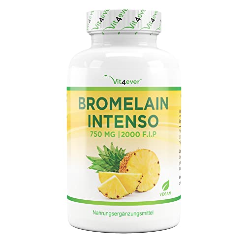Bromelina Intenso - 750 Mg (2000 F.I.P) - 120 Capsule Rivestite Con Enterici - Estratto Naturale Di Ananas - Testato In Laboratorio - Vegano - Altamen