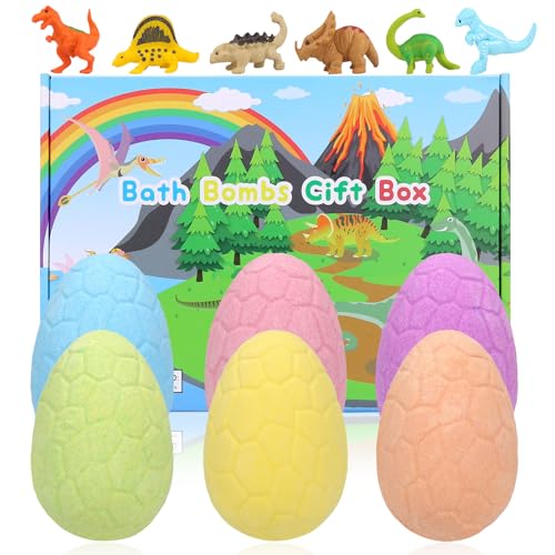 Bombe Da Bagno Per Bambini Con Sorpresa All'Interno, 6Pcs Dino Egg Bombe Da Bagno Frizzanti Naturali Fatte Mano Giocattoli Di Dinosauro Unicorno Per R