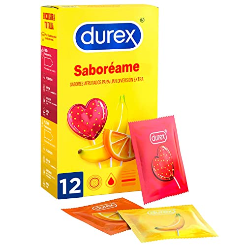 Durex - Preservativi Con Sapori Fruttati - Fragola, Banana, Arancia E Mela, 12 Preservativi
