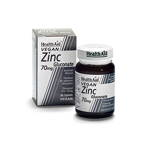 Healthaid Integratore Zinco Gluconato 70Mg - 90 Compresse, Gluten Free E Vegano