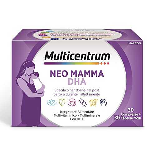 Multicentrum Neo Mamma Dha, Integratore Alimentare Multivitaminico E Multiminerale, Fonte Di Vitamine Che Forniscono Numerosi Benefici Per Le Neo Mamm