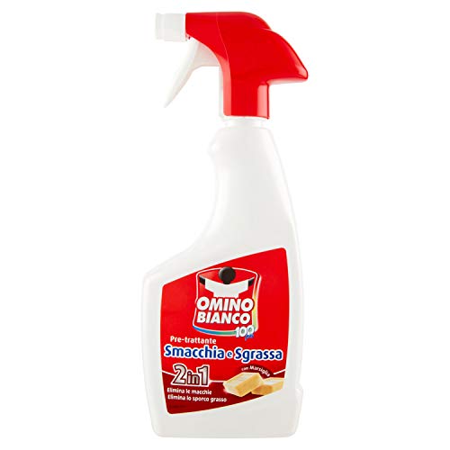 Omino Bianco - Smacchia E Sgrassa 2 In 1, Pre-Trattante Spray Con Azione Smacchiante E Sgrassante, Con Marsiglia, 500 Ml