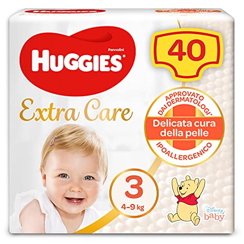 Huggies Extra Care Pannolini, Taglia 3 (4-9 Kg), Confezione Da 40 Pannolini