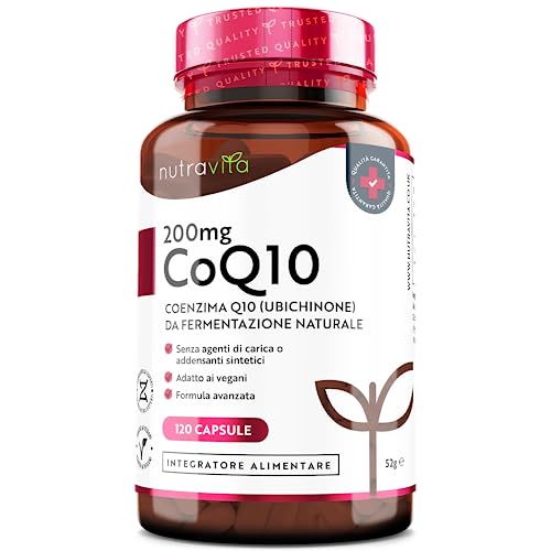 Coenzima Q10 200 Mg - Ubichinone Puro Al 100% - 120 Capsule Vegane Di Coq10 Ad Alto Dosaggio - Fornitura Di 4 Mesi - Ubichinone Fermentato Naturalment