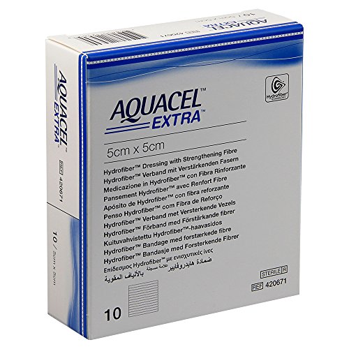 Convatec 3673282 Aquacel Extra Hydrofiber, Medicazione Per Ferite In Idrofibra, 5X5Cm (Pacchetto Da 10)