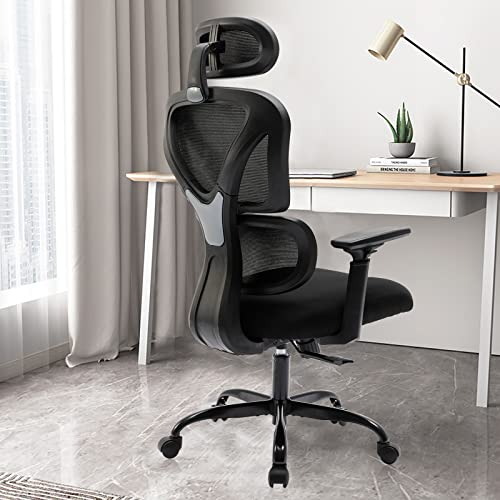 Kerdom Sedia Da Ufficio Ergonomica, Poltrona Ufficio Con Braccioli Pieghevoli E Poggiatesta Oscillante, Poltrona Girevole Con Supporto Lombare, Schien
