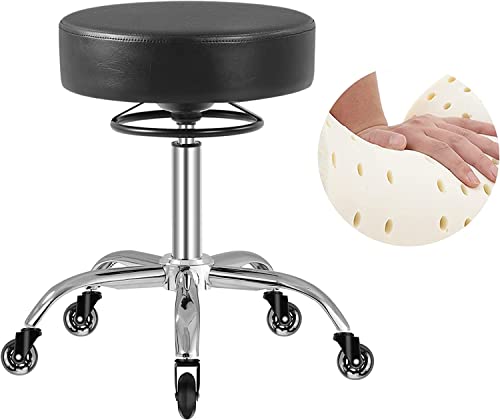 Outmaster Sgabello Girevole Regolabile In Altezza Con Ruote - 50-62 Cm, Sgabello Da Lavoro Caricabile Fino A 180 Kg, Sgabello Girevole A 360°, Sgabell