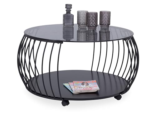 M2 Kollektion Shanghai 1 Tavolino Da Salotto, Metallo, Nero, 60X45X60